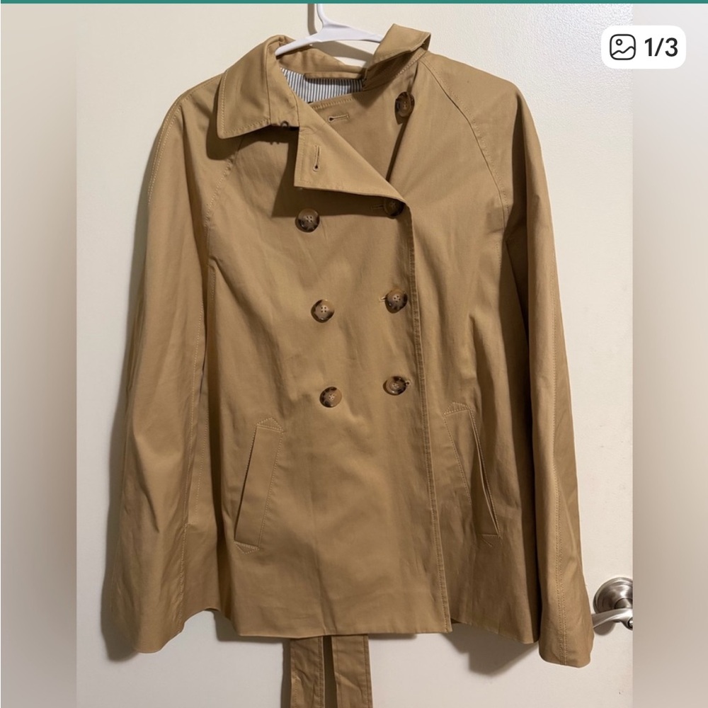Talbots Petite Tan trench cape